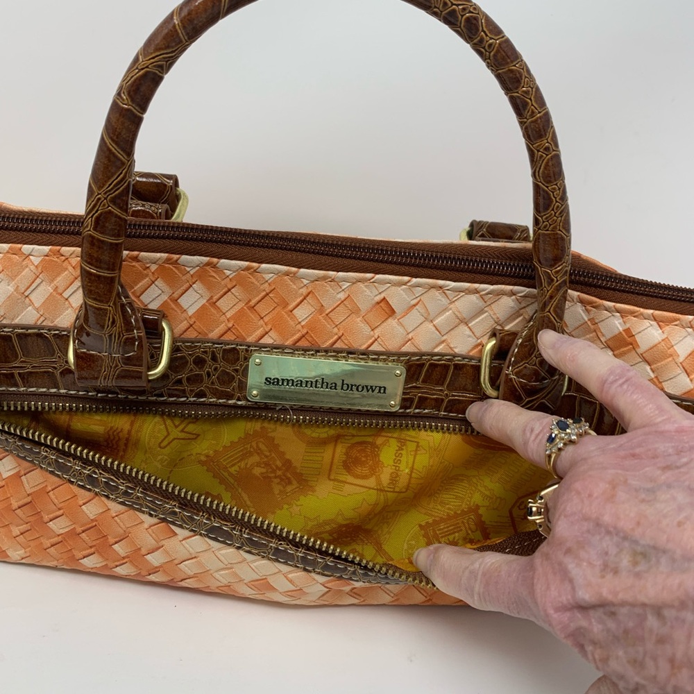 Samantha Brown Tan Orange Woven Wine Cooler Bag - Picture 2 of 13